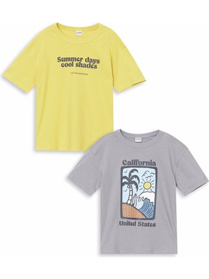 Lc Waikiki Yeni Sezon California Baskılı Erkek Çocuk Tişört 2'li Takım