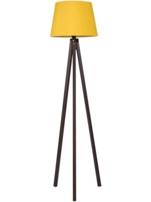 Normadia Şık Ahşap Üç Ayaklı Sarı Ceviz Tripod Abajur, Modern ve Sıcak Atmosfer