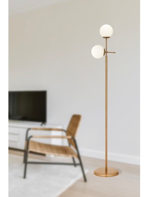 Normadia Modern Beyaz Camlı Oturma Odası Lambaderi, Şık ve Şeffaf Tasarım