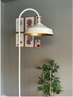 Normadia Modern Beyaz Metal Zemin Lambası, Oturma ve Çalışma Odası Dekoru