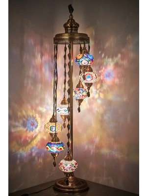 Normadia El Yapımı Mozaik Taşlı Ayaklı Otantik Dekor Lambader Seti