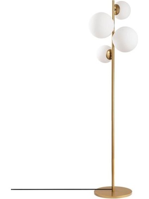 Normadia Modern Gold Tek Ayaklı Lambader, 4 Başlıklı Şık Dekorasyon Aydınlatması