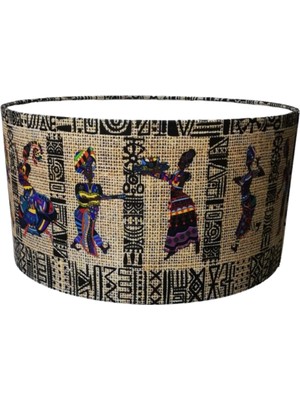 Normadia Afrikalı Kız Lambader Başlığı, 38 cm Çap, Hasır Desenli Kumaş