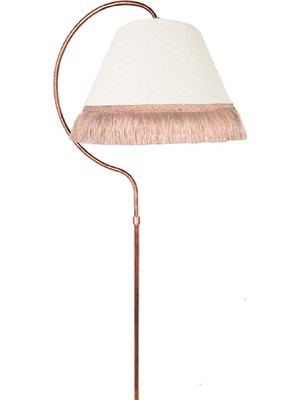 Normadia Elips Siyah Bakır Püsküllü Krem Kumaş Salon Lambası