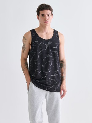 Lc Waikiki Yeni Sezon Bisiklet Yaka Baskılı Penye Erkek Kolsuz Tişört