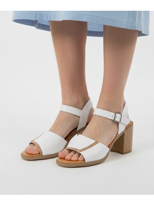 Ender Iç Dış %100 Hakiki Deri Kalın Topuklu Kadın Sandalet