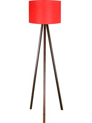 Normadia Kırmızı ve Kahverengi Tripod Lambader, Şık Yuvarlak Abajur, Modern Tasarım