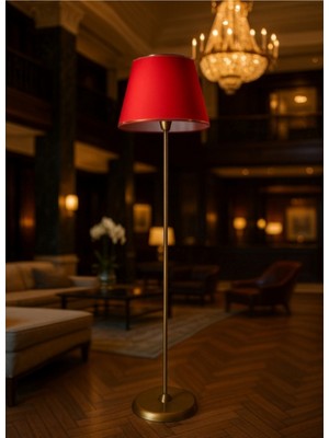 Normadia Modern Kırmızı Gold Şeritli Metal Lambader, Şık ve Şık Aydınlatma