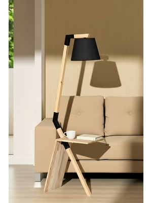 Normadia Modern Siyah Ahşap Renk Sehpalı Helma Lambader, Şık ve Fonksiyonel