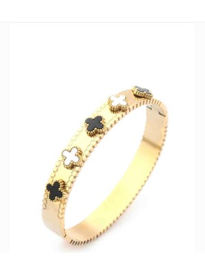 Axxion Doğal Taş Süslemeli 14K Altın Kaplama Çok Şık Bileklik