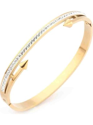 Axxion Zirkon Taş Süslemeli Çok Şık Bileklik 14K Altın Kaplama