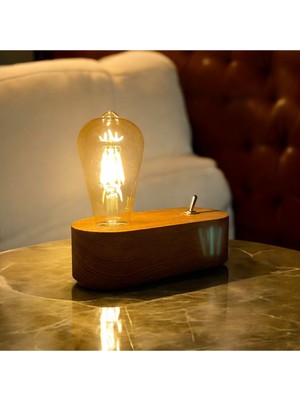 Normadia El Yapımı Ahşap Masa Lambası, Sıcak ve Doğal Işık Sağlayan Şık Tasarım