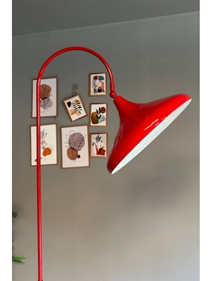 Normadia Modern Kırmızı Hareketli Metal Lambader, Oturma ve Çalışma Alanları Için