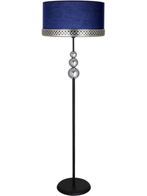 Normadia Şık Üçlü Krom Küre Ayaklı Siyah Metal Lambader Seti