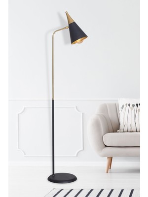 Normadia Modern Sarı-Siyah Metal Gövde Lüx Yerden Aydınlatma Lambader