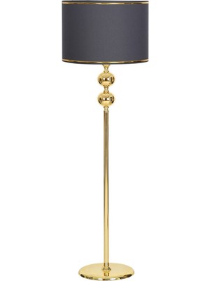 Normadia Altın Kaplama Çift Küre Metal Ayak Lambader, Antrasit Düz Silindir Başlık