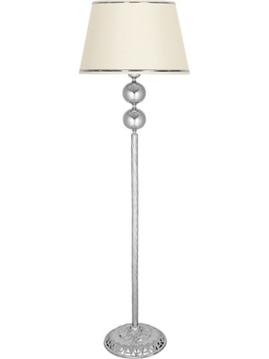 Normadia Modern Krom ve Krem Renkli Çift Küre Metal Lambader