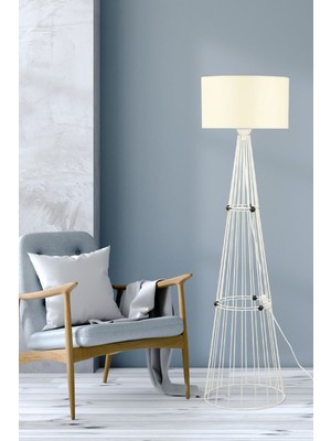 Normadia Şık Beyaz Lambader Krem Renkli Modern Tasarım Işığı