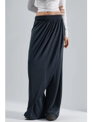 Hiccup Kadın Busem Geniş Paçalı Salvar Pantolon Koyu Gri