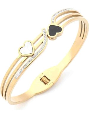 Axxion Zirkon Taş Süslemeli 14K Altın Kaplama Çok Şık Bileklik