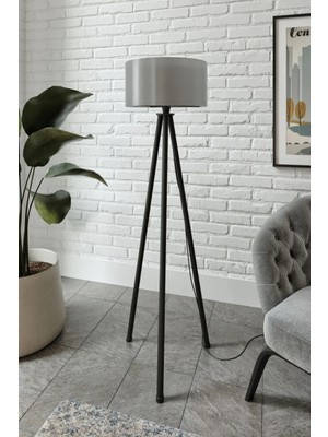 Normadia Şık Tripod Lambader, Antrasit Renk, Modern ve Zarif Tasarım