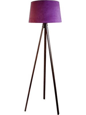 Normadia Masif 3 Ayaklı Mor-Koyu Ceviz Lambader, Şık ve Modern Tasarım