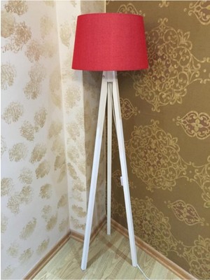 Normadia Ahşap Tripod Lambader, Konik Kumaş Başlık, Modern ve Şık Tasarım