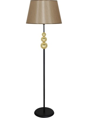 Normadia Modern Siyah Metal Lambader, Üçlü Gold Küre ve Tek Ayak Tasarımı
