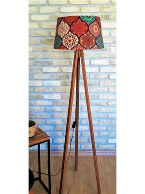 Normadia Şık Damla Desenli Kiremit Renk Masif Ayaklı Tripod Lambader