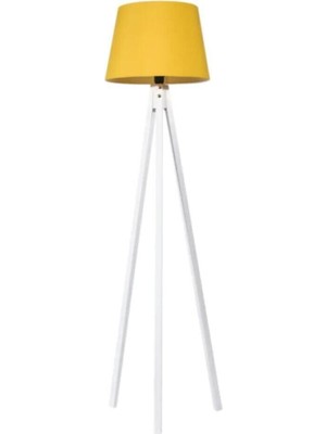 Normadia Şık Üç Ayaklı Ahşap Lambader, Sarı ve Beyaz Renk Seçenekleriyle