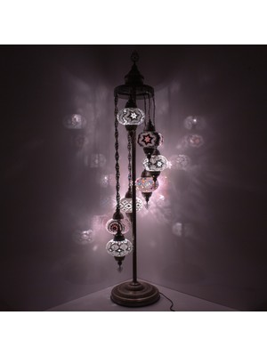 Normadia Şık Mozaik 7'li Köşe Lambası, Otantik Osmanlı Tarzı Dekoratif Aydınlatma