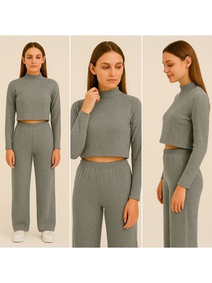 Kadın Fitilli Gri Ikili Takım