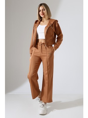 Ezraa Modal Kumaş Kapüşonlu Şerit Detaylı Spor Takım
