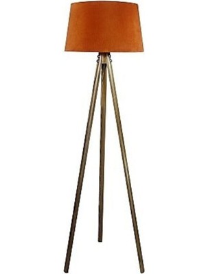 Normadia Şık Masif 3 Ayaklı Tripod Lambader Kiremit/açık Ceviz Renkli