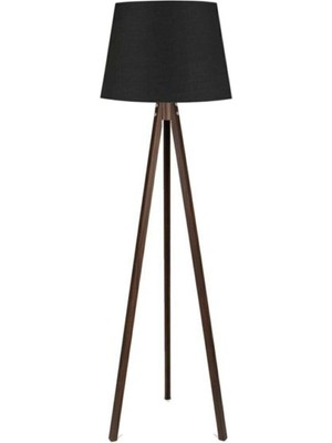 Normadia Şık Kumaş Lambader, 3 Ayaklı Ahşap Tripod, Modern ve Konik Tasarım