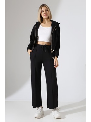 Ezraa Modal Kumaş Kapüşonlu Şerit Detaylı Spor Takım