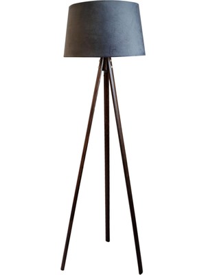Normadia Şık Oval Tripod Lambader, Koyu Gri ve Ceviz Renk Seçenekleri