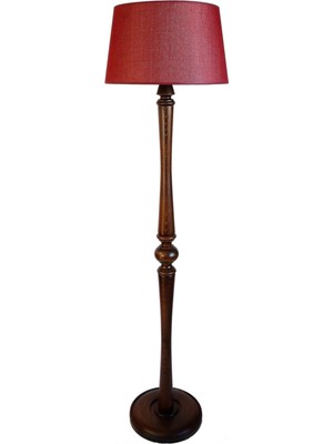 Normadia Şık ve Modern Ayaklı Masif Lambader, Bordo Keten ve Koyu Ceviz Detaylarıyla