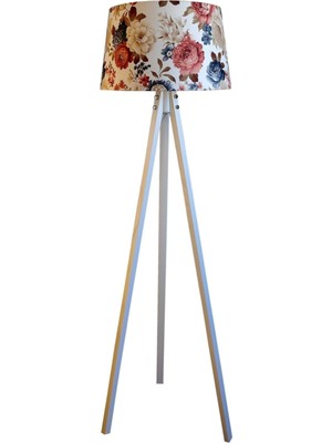 Normadia Modern Masif Lambader, Çiçek Desenli Beyaz Ayak, Şık ve Şıklık Katıcı