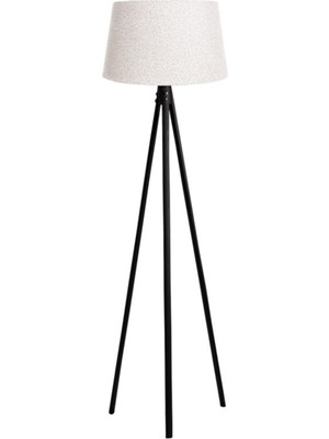 Normadia Şık Oval 3 Ayak Tripod Lambader Köşe Abajur Siyah Ahşap Tasarım
