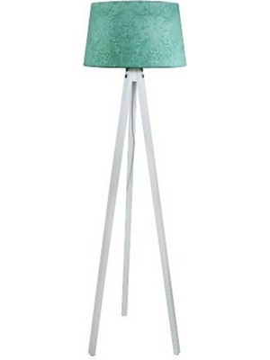 Normadia Şık Delüx Serisi Üç Ayaklı Masif Lambader, Su Yeşili ve Beyaz Ayaklı