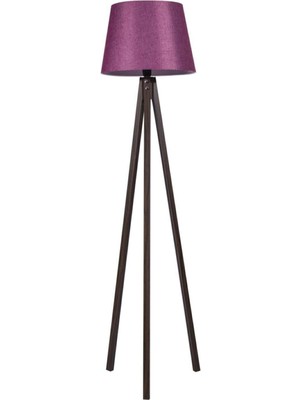 Normadia Konik Kumaş Tripod Lambader, Mürdüm Kahverengi, Üç Ayaklı, Modern Tasarım