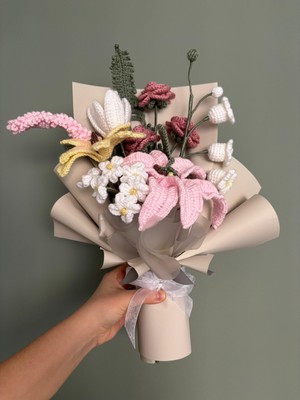 Lavinia Center El Örgüsü Solmayan Çiçek Buketi