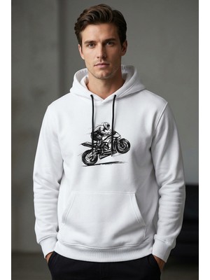 Dijital Baskılı Kapüşonlu Sweatshirt | Beyaz Unisex Hoodie | YYZ Store