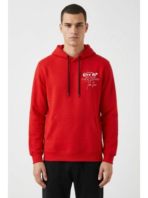 Dijital Baskılı Kırmızı Sweatshirt | Kapüşonlu Hoodie | YYZ Store