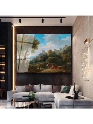 Limitless Design Claude Lorrain Pastoral Kırsal Manzara Cam Tablo Dijital Baskı Duvar Tablosu Dekor Tablo