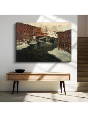 Limitless Design Frits Thaulow Kış Kar Manzarası Kanvas Tablo Sanat Tablosu Klasik Ressam Tablosu