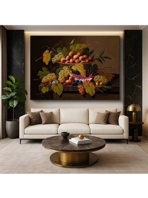 Limitless Design Severin Roesen Sepette Meyveler Natürmort Sanatı Kanvas Tablo Sanat Tablosu Klasik Ressam Tablosu