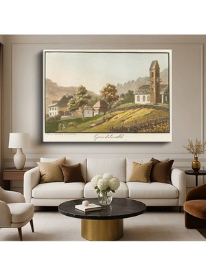 Limitless Design Samuel Birmann Grindelwald Isviçre Manzarası Kanvas Tablo Sanat Tablosu Klasik Ressam Tablosu