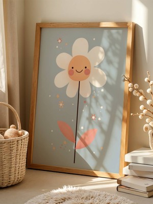 Fuart.Co Mavi Gökyüzünde Papatya Dijital Baskı Çocuk Odası Posteri (Çerçevesiz) COFU